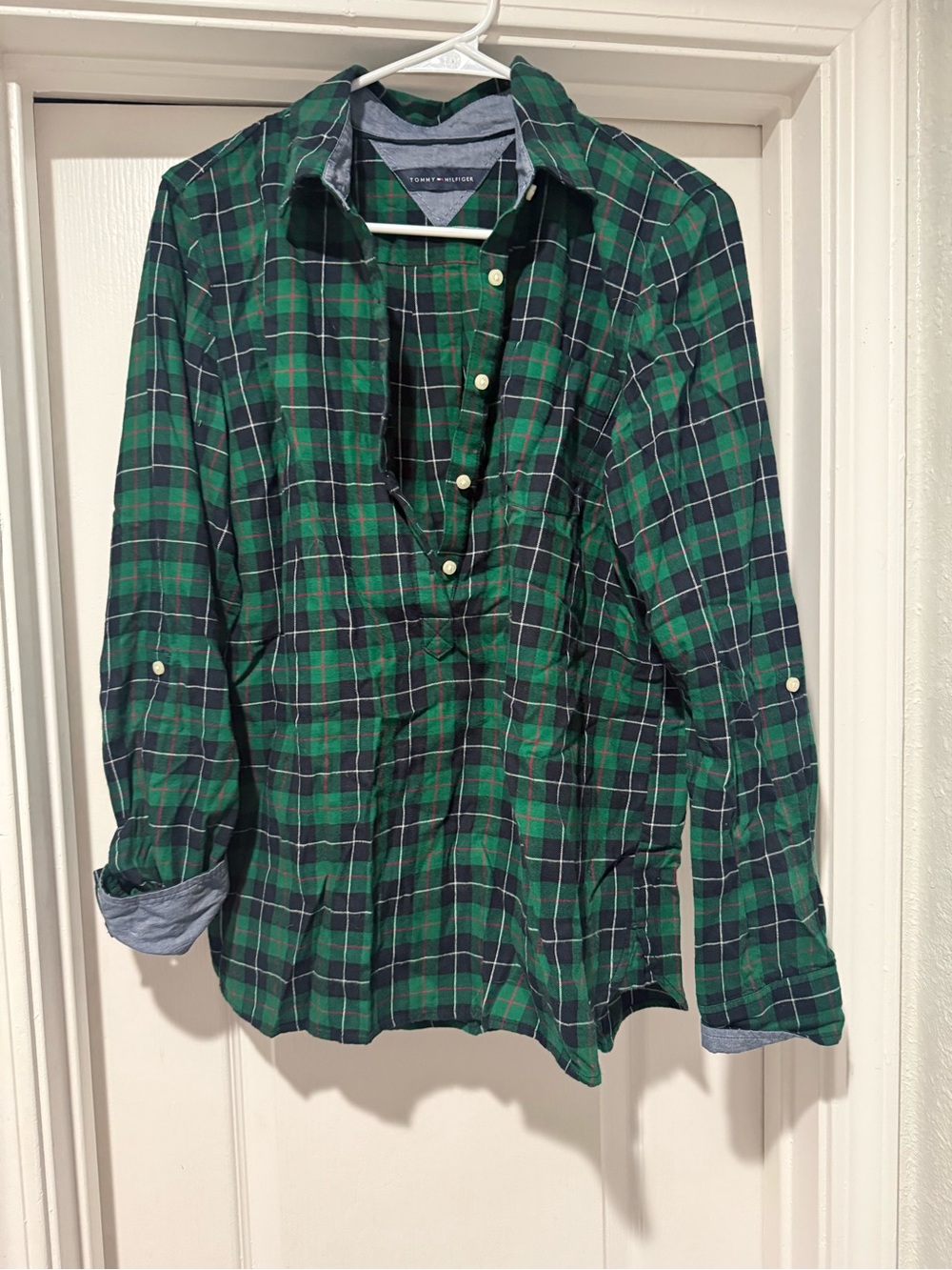 Tommy Hilfiger Green and Navy Plaid Button-Down Shirt